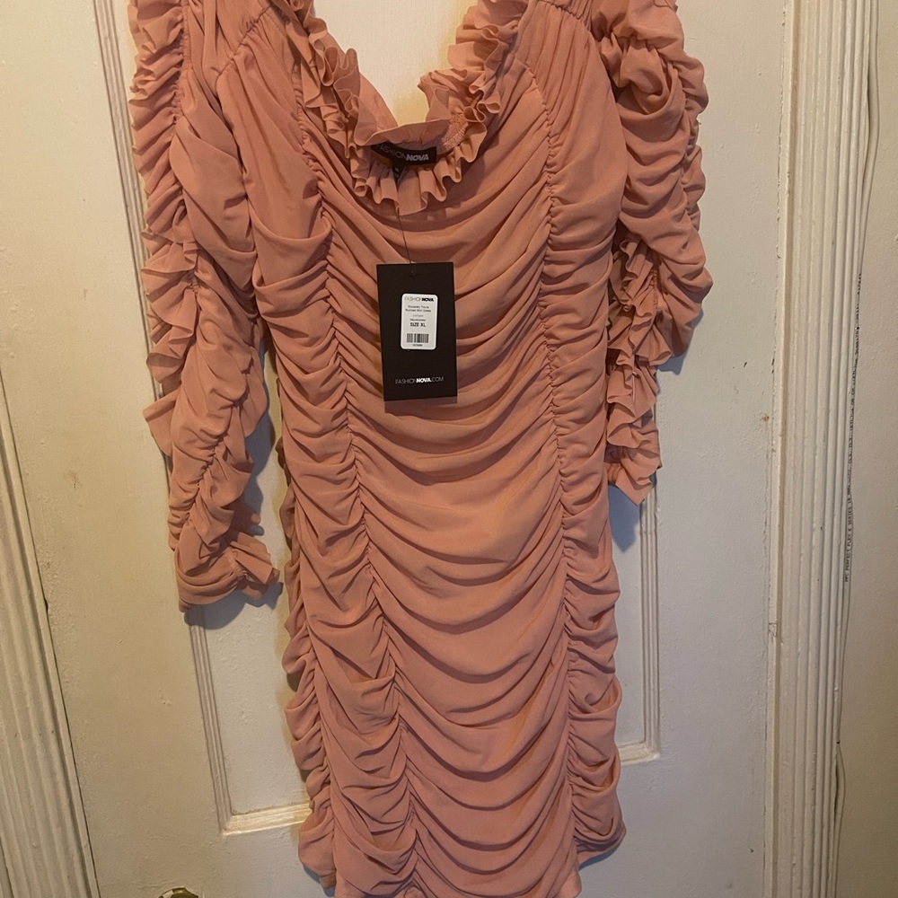 Ruched Mini Dress in Blush